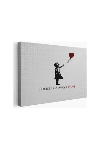 Banksy Kırmızı Balonlu Kızın'ın Her Zaman Umut Vardır Yazılı Tablosu-5012 50 X 70