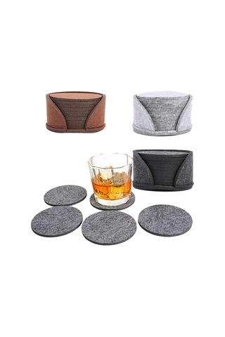 Xurunkeji 50 Adet Yuvarlak Keçe Bardak Altlığı Yemek Masası Koruyucu Ped Isıya Dayanıklı Bardak Altlığı Kahve Çay Sıcak İçecek Kupa Yer Matı, Kahverengi Kahverengi