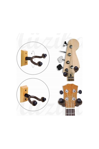 Gitar Bağlama Ukulele Duvar Askısı Standı Ahşap Yüzey + Dübel Ve Vida Dahil