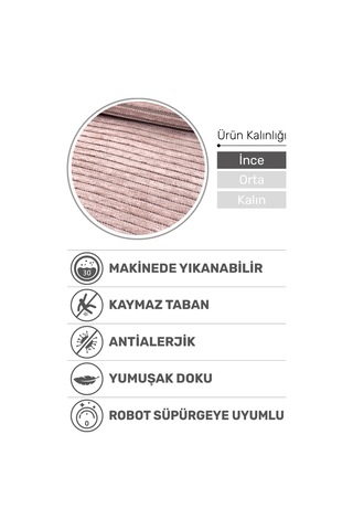 Lidya Bej / Füme Pamuk Dokuma Yumuşak Halı Kaymaz Tabanlı, Kolay Temizlenen, Modern Tasarım Kilim Bej