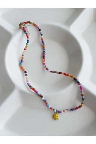 Proshik Boncuklu Gum İsi Smiley Kolye 376659061