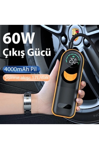 Polham 60w 4000mah Şarjlı 150psi Ultra Hızlı Lastik Şişirme Hava Kompresörü, Dijital Göstergeli Pompa