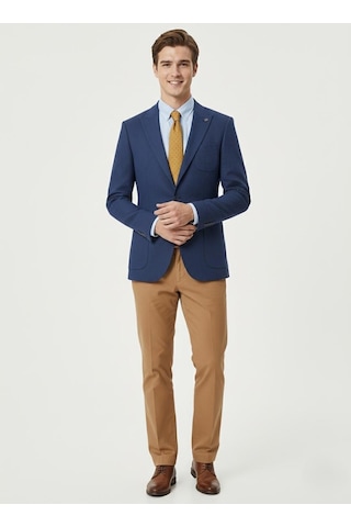Presto Erkek Slim 6 Drop Örme Torba Cep Ceket Saks Mavi 1639-004a Saks Mavi