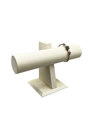 İmera Deri Kumaş Krem Renk Boy 15 Cm En 23 Cm Tekli T Model Bilezik Sergileme Krem