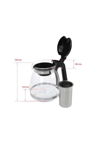 Arçelik Cm3940k Çay Makinesi İle Uyumlu Çelik Süzgeçli Cam Demlik