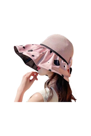 Kadınlar İçin Geniş Kenarlı Uv Koruyucu Siyah Güneş Şapkası Yüz Ve Cilt Koruma Sağlayan Şık Ve Fonksiyonel Aksesuar Pembe