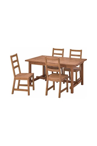 Yemek Masası Takımı, Antika Vernik, 4 Sandalyeli, Açılabilir Abanoz - Beyaz