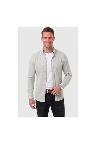 Deepsea Erkek %97 Pamuk Slim Fit Dar Kesim Petek Dokulu Likralı Örme Yeşil Gömlek 2600707