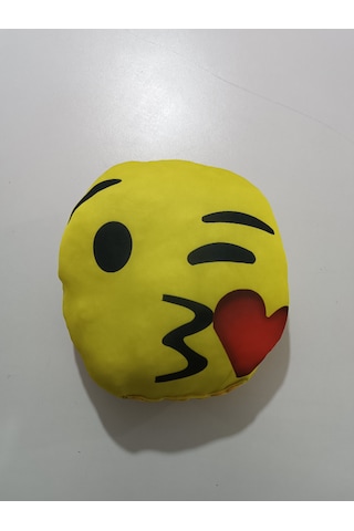 3 Lü Emoji Gözlüklü, Öpücük, Göz Kırpan 3 Lü Set Yuvarlak Boyun Yastığı Sarı