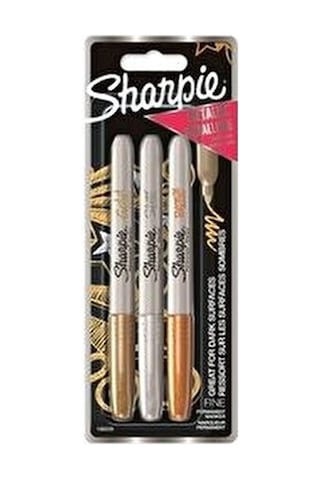Sharpie Metalik Kalem Seti 3 Renkli Permanent Markerler 0.9mm İnce Uçlu
