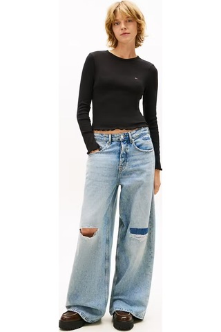 Tommy Hilfiger Kadın Uzun Kollu T-shirt -dw0dw22783bds siyah