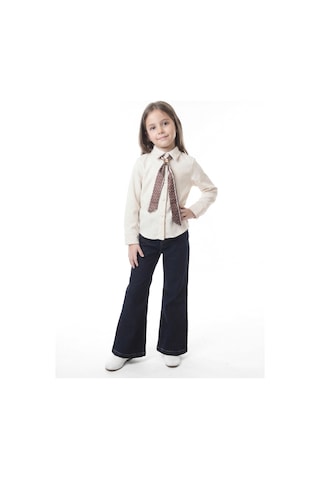 Xo Kids Kız Çocuk Folarlı 3lu Alt Üst Takım 7-14 Yaş 3953-4953 Ekru