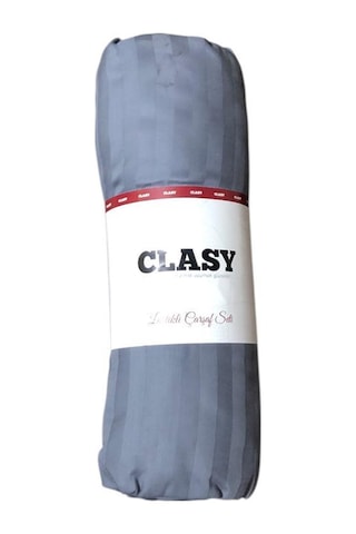 Clasy Tek Kişilik %100 Pamuk Saten Lastikli Çarşaf + 1 Adet Yastık Kılıfı 100 X 200 Gri