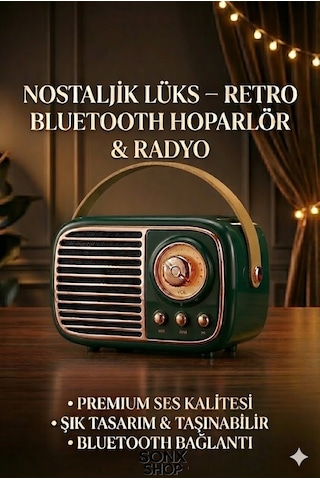 Sonx Nostaljik Retro Bluetooth - Fm Radyo, Usb Ve Bluetooth Kablosuz Hoparlör