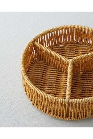 English Home Wicker Plastik Rattan 3 Bölmeli Sunumluk 19x5 Cm Açık Kahverengi Açık Kahverengi