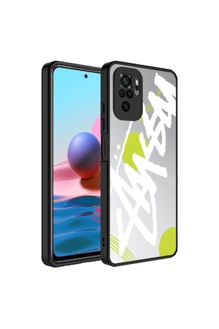Xiaomi Redmi Note 10 Kılıf Aynalı Desenli Kamera Korumalı Parlak Zore Mirror Kapak Yazı