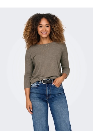 Only 15157920 Genis Yaka Dirsek Kol Kadın Body - Toprak Toprak