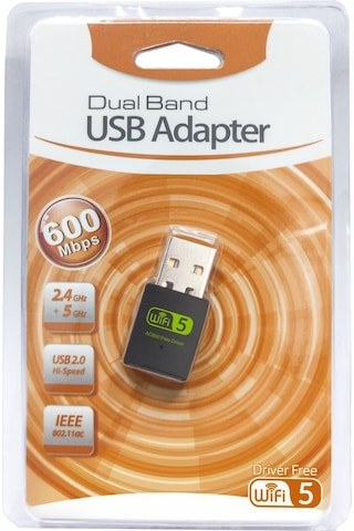600 Mbps Dual Band Mini Usb Wifi Adaptör 2.4 Ghz + 5 Ghz, Usb 2.0, Wifi 5