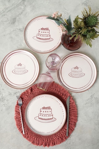 Keramika Pink Cake Nordic Pasta Tabağı 22 Cm 4 Adet 22965-66 Çok Renkli