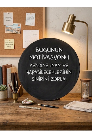 30 Cm Yuvarlak Kara Tahta Ve Yazı Tahtası Siyah