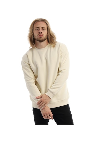 Erkek Bisiklet Yaka Karyoka Dikişli Sweatshirt Krem