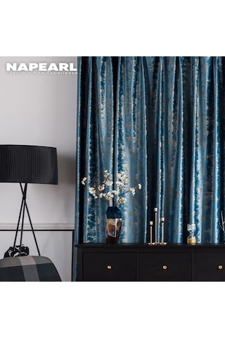 Mavi 1 Pc Napearl 80% Karartma Perdeleri Ev Dekor Lüks Lüks Gölge Oturma Odası Yatak Odası Mavi