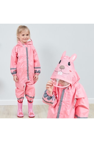 Çocuk Tek Parça Yağmurluk Erkek Ve Kız Hafif Kapşonlu Panço Sarı