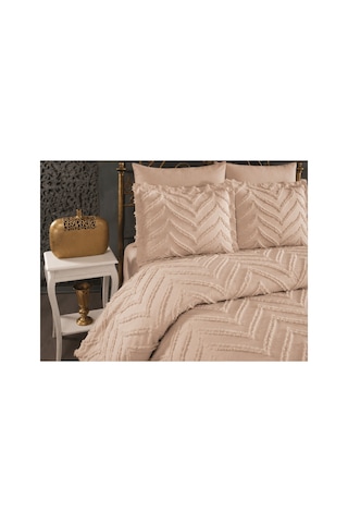 Luxury Wave Desenli %100 Pamuk Şönil Çift Kişilik Yatak Örtüsü Takımı 3 Parça - 240 X 260 Kutulu Çok Renkli