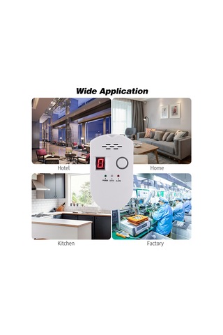 Aubyhe Eu Plug Lpg Gaz Alarmı - Yüksek Hassasiyetli Sayısal Gösterge, Yangın Tehlike Tespit Cihazı Beyaz Abs