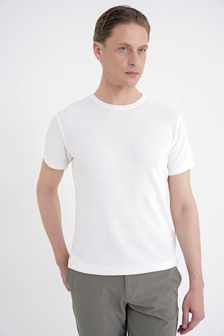Efor Comfort Fit Rayon Karışımlı Ekru Bisiklet Yaka Tişört Ts 925