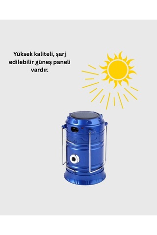 Mey İthalat Güneş Enerjili Katlanabilir Kızaklı Kamp Feneri Usb Şarjlı, Çok Yönlü Ve Dayanıklı Ta 96198422