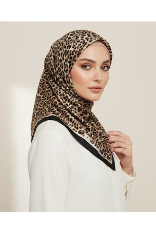 Leo Desen 90x90cm Organic Twill Eşarp/fular Siyah