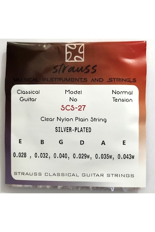 Strauss SCS-27 Klasik Gitar Teli Takım Normal Tension