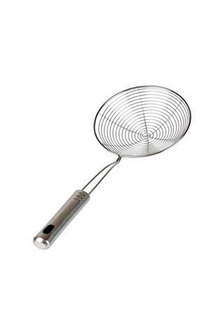 Metal Saplı Kevgir 16 Cm Paslanmaz Çelik Süzgeç Kevgir 33 Cm Uzunluk Gri