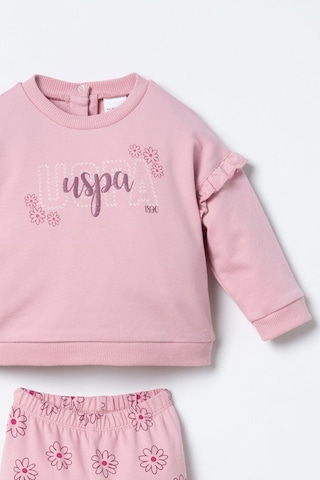 U.S. Polo Assn. Nakışlı Kız Bebek Pembe Uzun Kol Pijama Takım Usb3250-c-v1 Usb3250-c-v1