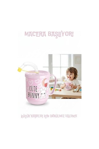 Mey İthalat Premium Pipetli Çocuk Bardağı 350 Ml -alıştırma Bardağı Ve Suluk Çok Renkli