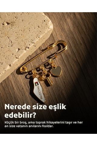 Filistin Haritası Beyaz Rengi, Fetih Anahtarlığ Ve Beyaz Kalıbı Üçlü Yaka İğnesi Broş A300058 Beyaz