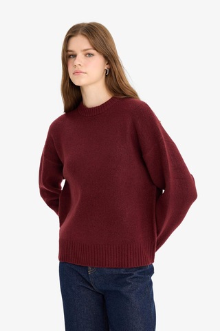 Defacto Oversize Geniş Kalıp Bisiklet Yaka Triko Kazak R6044az25wnbr452 Bordo-br452