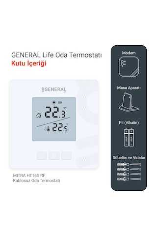 Mitra Ht16s Rf Kablosuz Oda Termostatı - Beyaz