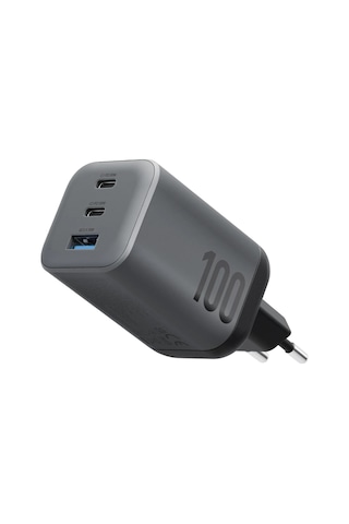 Energea Ampcharge Mini 100 2 Adet 100w Type-c Ve 1 Adet 30w Usb Çıkışlı Pd Pps Qc 3.0 Gan Hızlı Şarj Aleti - Siyah