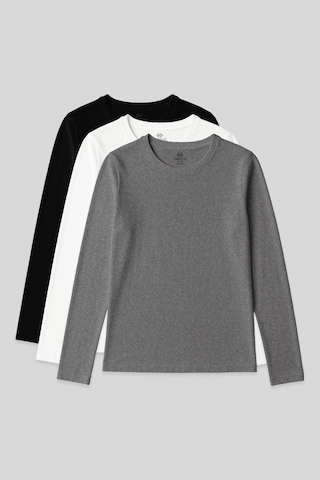Standart Fit Basic O Yaka 3lü Paket Siyah-beyaz-gri Melanj Kadın T-shirt - 97312 Siyah - Beyaz - Gri