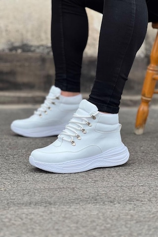 Wagoon Wg035 Beyaz Yüksek Taban Yarım Bilek Bot