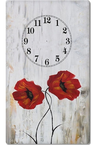 Decorıta Cam Saat | Gelincik Temalı Çok Renkli