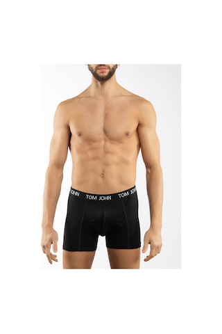 Tom John Erkek Boxer 5 Li Paket Likralı Siyah