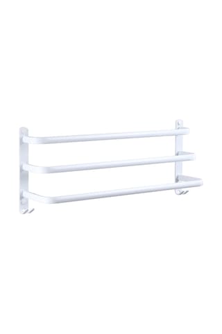 Hfambition Banyo İçin 3 Katlı Alüminyum Havlu Rakusu - Çekirdek Olmayan Montaj, Çok Fonksiyonlu Duvar Takımı Beyaz