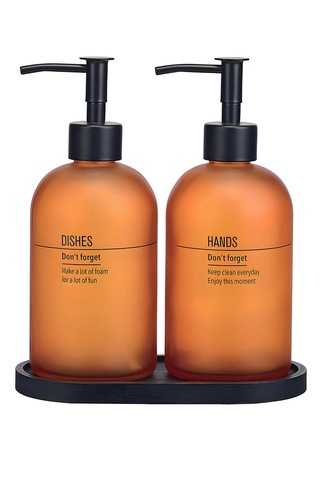 2 Li Amber Cam Hands& Dıshes Sıvı Sabunluk Seti Turuncu