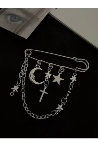 Slubov'u Büyük Dekoratif İğneli Broş Yıldız, Büyük Dekoratif İğneli Broş Ay 230061432 Gri