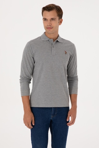 U.S. Polo Assn. Erkek Regular Fit Polo Yaka Grı Melanj Basic Sweatshirt 50313772-VR086