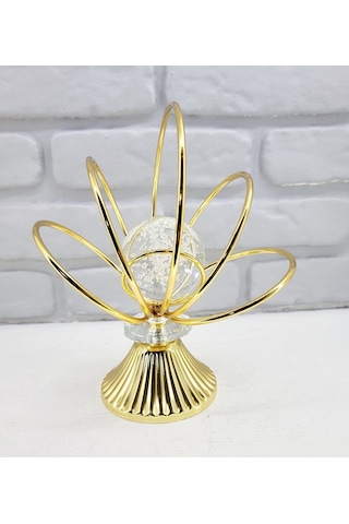 Gold Kaplama Metal Ayaklu Baloncuklu Kristal Taşlı Ev Salon Akses 1 Set
