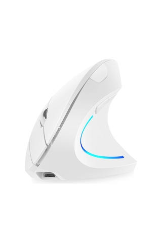 Lemestar Dikey Ergonomik Kablosuz Mouse - 2.4g+bt5.1, 3 Seviye Dpı 800/1600/2400 , Rgb Işık, Şarj Edilebilir, Beyaz Optik